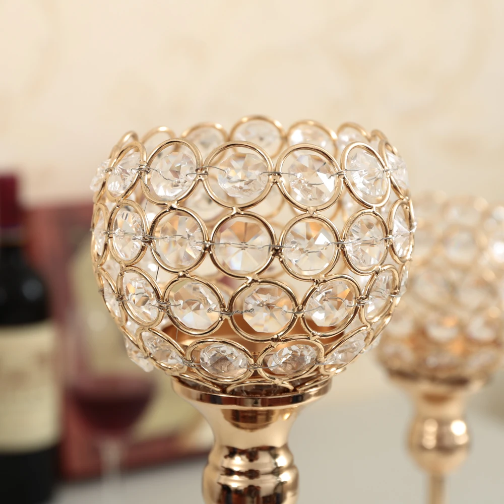 6pcs Crystal Tealight Candle Holders Metal Glass Candlesticks Wedding Table Centerpieces, Holiday Home Decoration, Hogar Moderno image 3