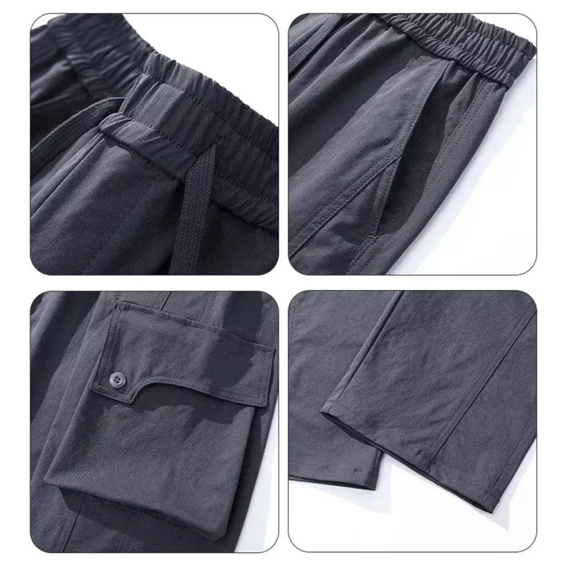 Streetwear Veelzijdige Wijde Pijpen Broek Mannen Rechte Pijpen Cargo Broek Mannelijke Koreaanse Multi Pocket Elastische Taille Casual Retro Broek