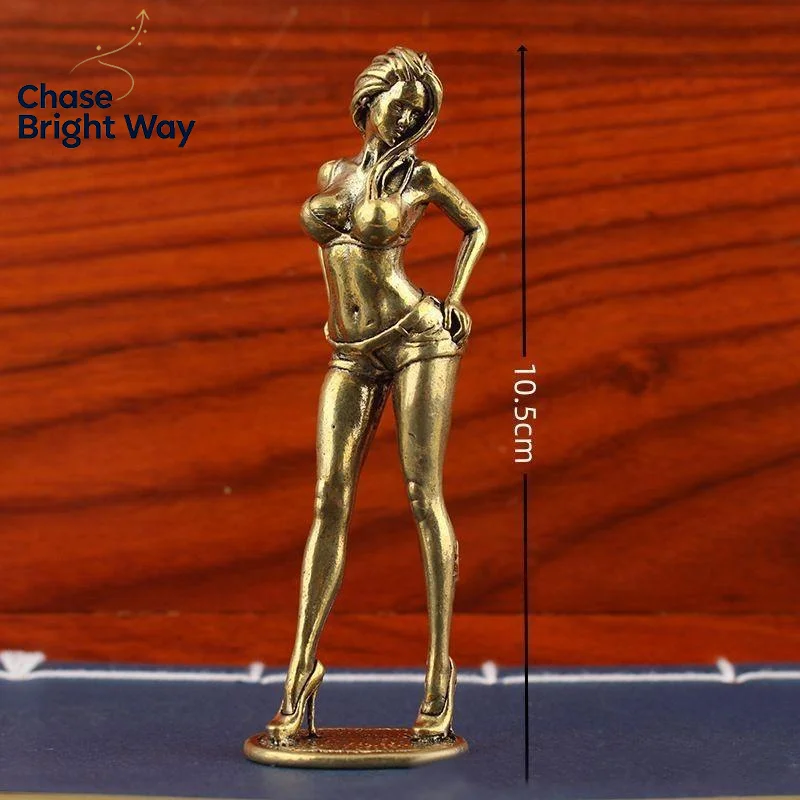 Artistic Decor Feminine Statue Alloy Finish Exquisite Handcraft Retro Aesthetic for Home Office Desktop Display