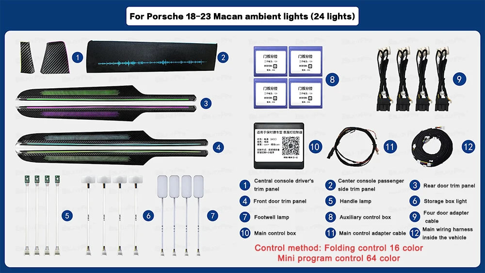 For Porsche Macan 2018-2023 Car Instrument Ambient Light Decorate Dashboard Display HeadUnit Interior Atmosphere Lamp Auto