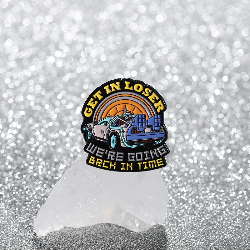 Anime Movies Enamel Pins Custom Cartoon Car WE'RE GOING BACK Brooches Lapel Badges Clothes Punk Jewelry Gift for Friends