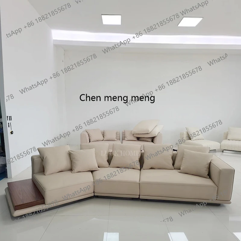 Italian minimalist horizon sofa villa living room cotton and linen curved sofa