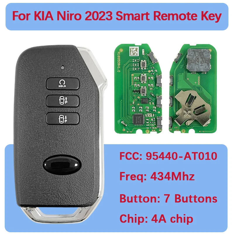 

CN051290 Aftermarket 7 Buttons Smart Remote Key FCC 95440-AT010 4A Chip 433 MHz Keyless Go For Kia Niro 2021
