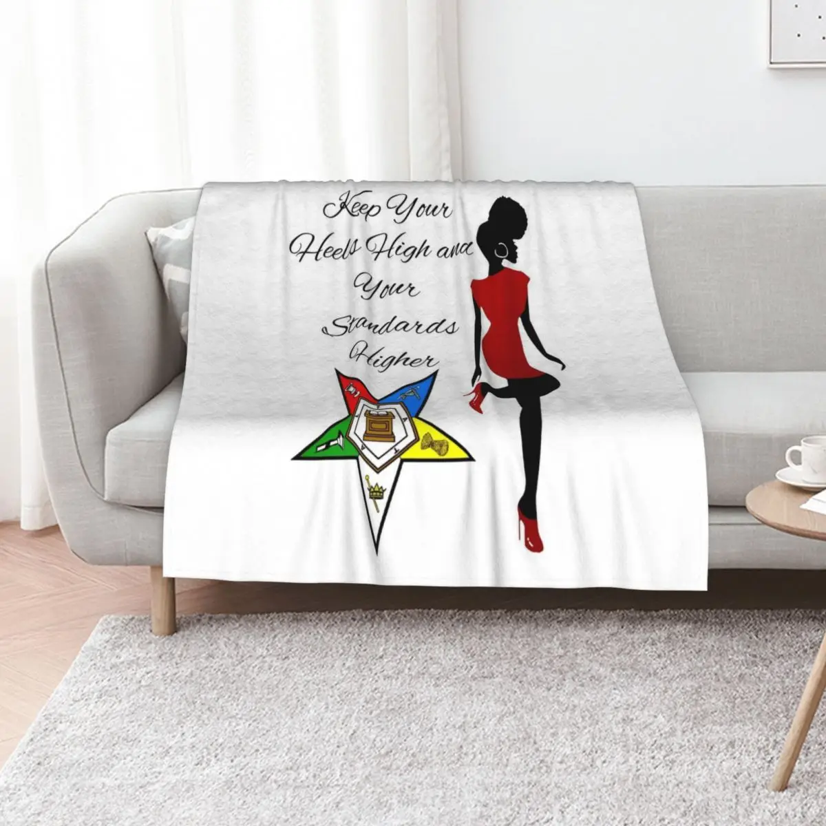 

OES Keep Your Head High Order Of The Eastern Star Logo Sistar Freemason Throw Blanket Plush Tourist Plaid on the sofa Blankets