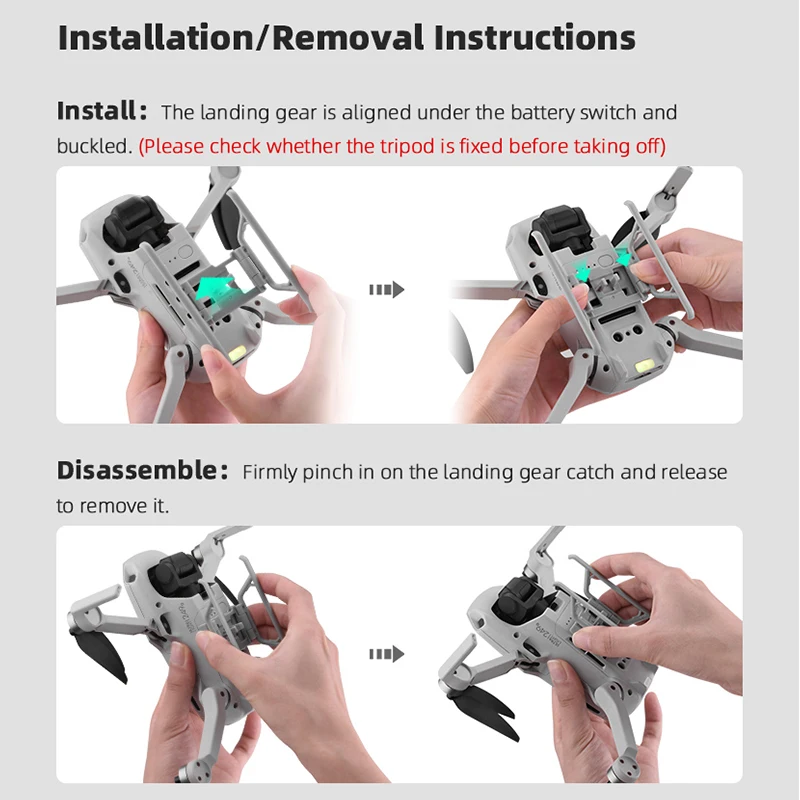 Carrello di atterraggio per Mavic Mini 2/SE protezione per gambe estesa in altezza estensioni dei piedi a sgancio rapido per Mavic Mini 2/SE accessorio per Drone