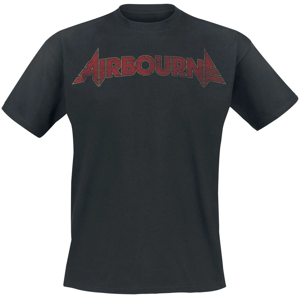 Airbourne Minimal Logo Tee, Hard Rock T-Shirt with Vintage Red Worn Text Design for Fans