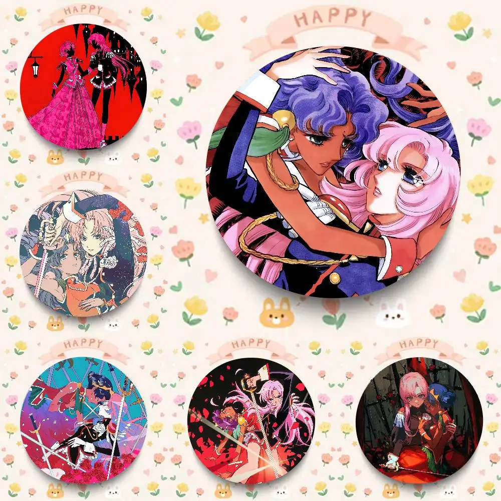 Anime Revolutionary Girl Utena Oft Button Pin Creativity Manga Round Badge Cartoon Brooches For Bag Jacket Collar Decor Gift