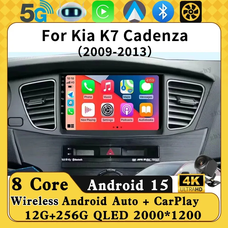 Autoradio Für KIA K7 Cadenza 2009-2013 Android 15 Carplay Multimedia Player GPS Navigation Autoradio Stereo 2 din Band Recorder