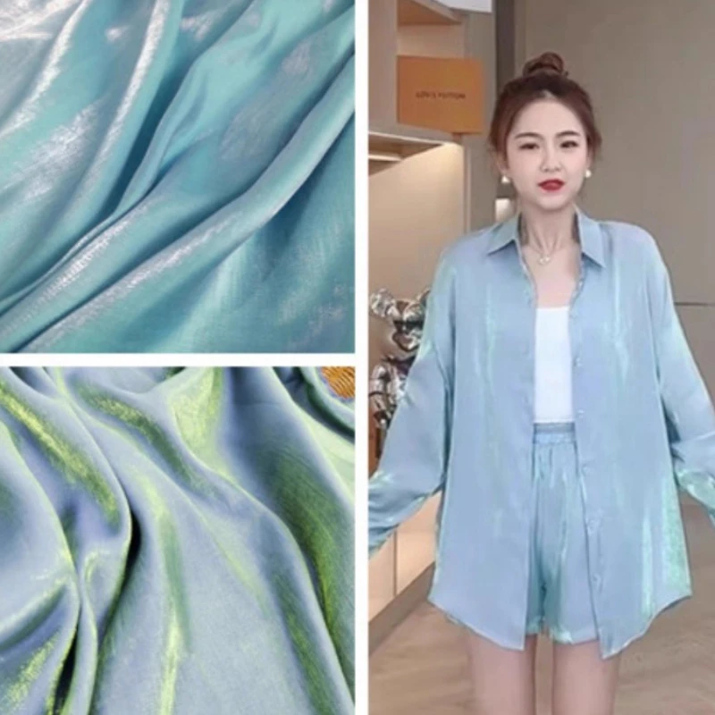 Glass Silk Gradient Satin Fabric Mermaid Hanfu Big Sleeved Half Skirt Shirt Dress Decoration Background DIY Clothing Fabric