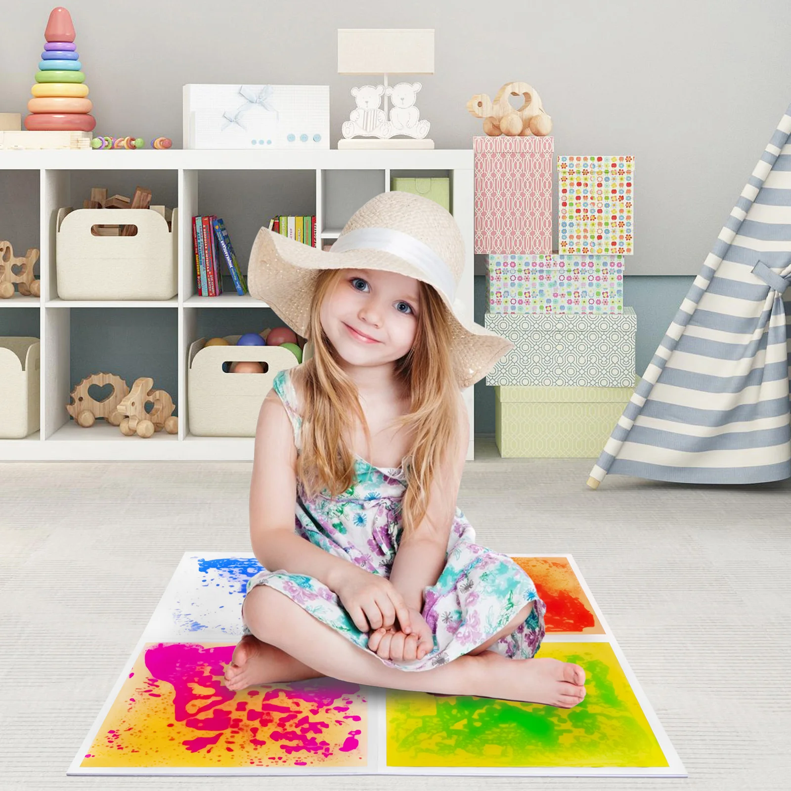 

4PC Toddler Sensory Floor Tiles & Kids Play Mat Perfect Match for Early Education Development Soft Play Mat for Children