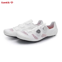 Santic Cycling Shoes Carbon Fiber Road Lock Shoes Competition Ultra Light Cycling Shoes Male and Female 14 Hardness