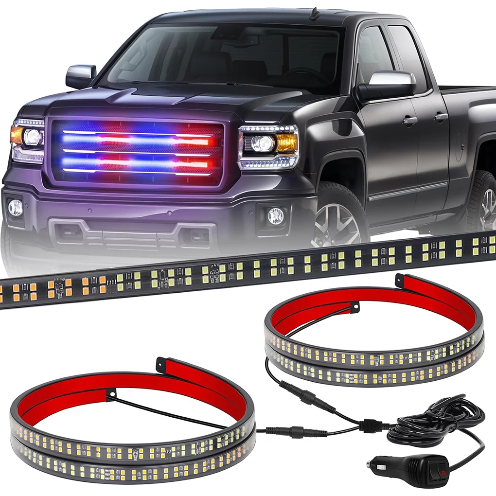 

2pcs Snowplow LED Light Strip For Postal City Service Workers Widely Used For Hazards Warning Police White+Yellow