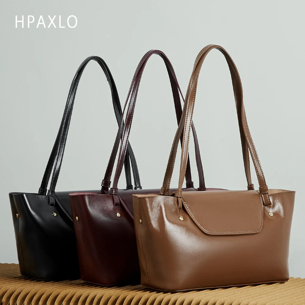 

Женская сумка через плечо, большая вместительная сумка из натуральной кожи, новая модная модная сумка через плечо, элегантная женская сумка, трендовая сумка