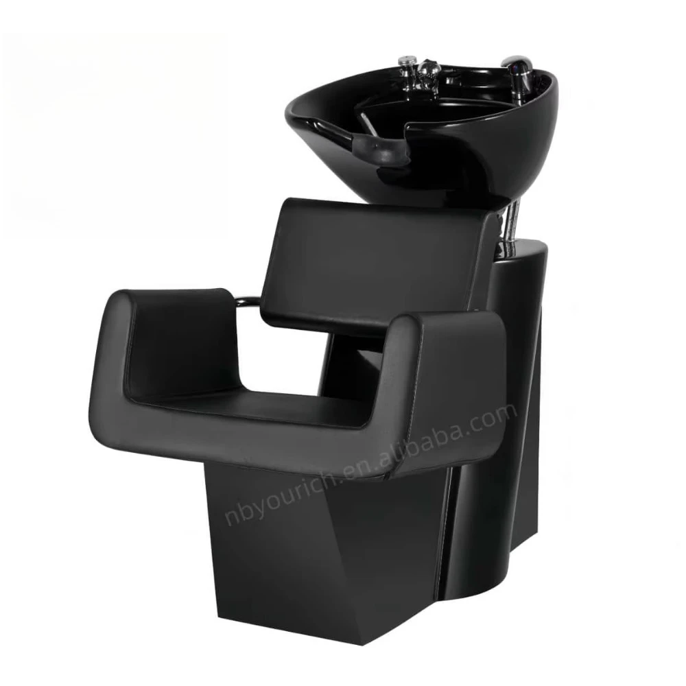 Black Hair Washing Chair Ceramic Basin Hair Salon Seated Hair Washing Chair