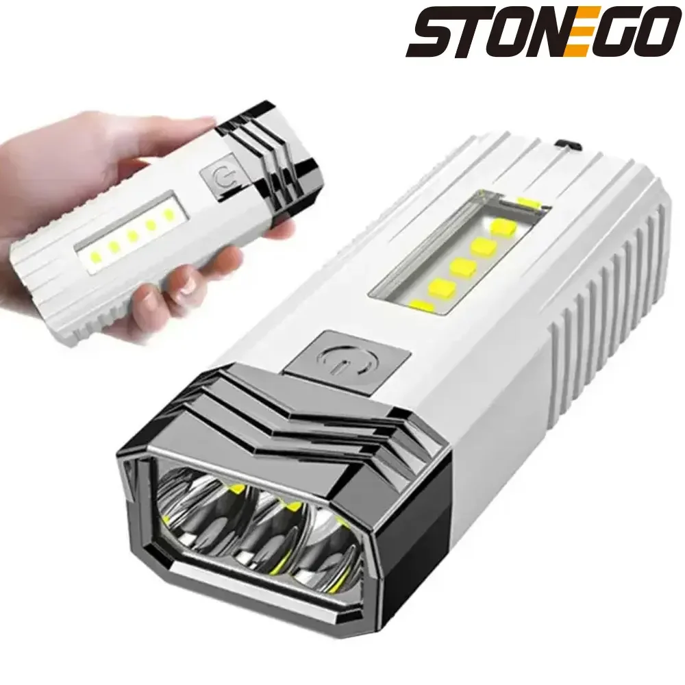 Multifunctional COB LED Flashlight, USB Rechargeable Waterproof Portable Torch Outdoor Camping Light Hiking Cycling Bicycle Lamp