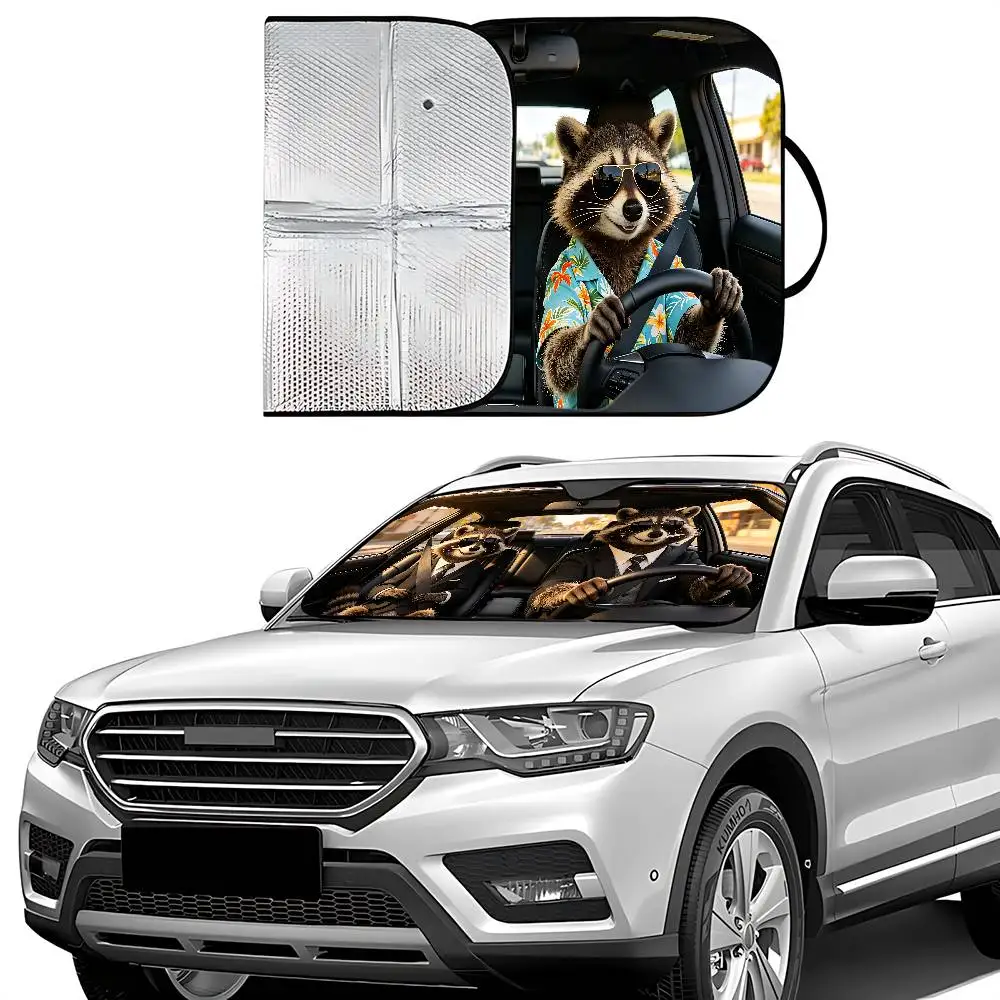 Raccoon Drive Car SunShade Car Sunshade Covers Cover Universal Windscreen Folding Visor