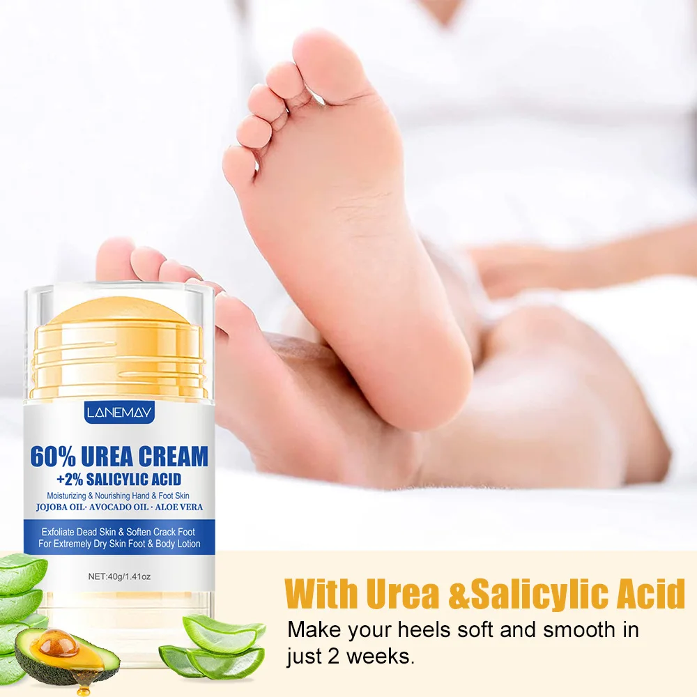 40g 60% Urea Foot Cream Stick - Moisturizing & Exfoliating, Cracked Heel Repair, Deep Hydration for Dry Feet, Long protect.