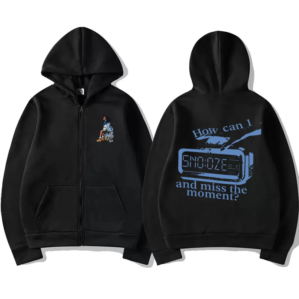 Rapper SZA How Can I Snooze and Miss The Moment Zipper Hoodie Men Women Hip Hop Fashion Oversized Zip Up Jacket Male Streetwear