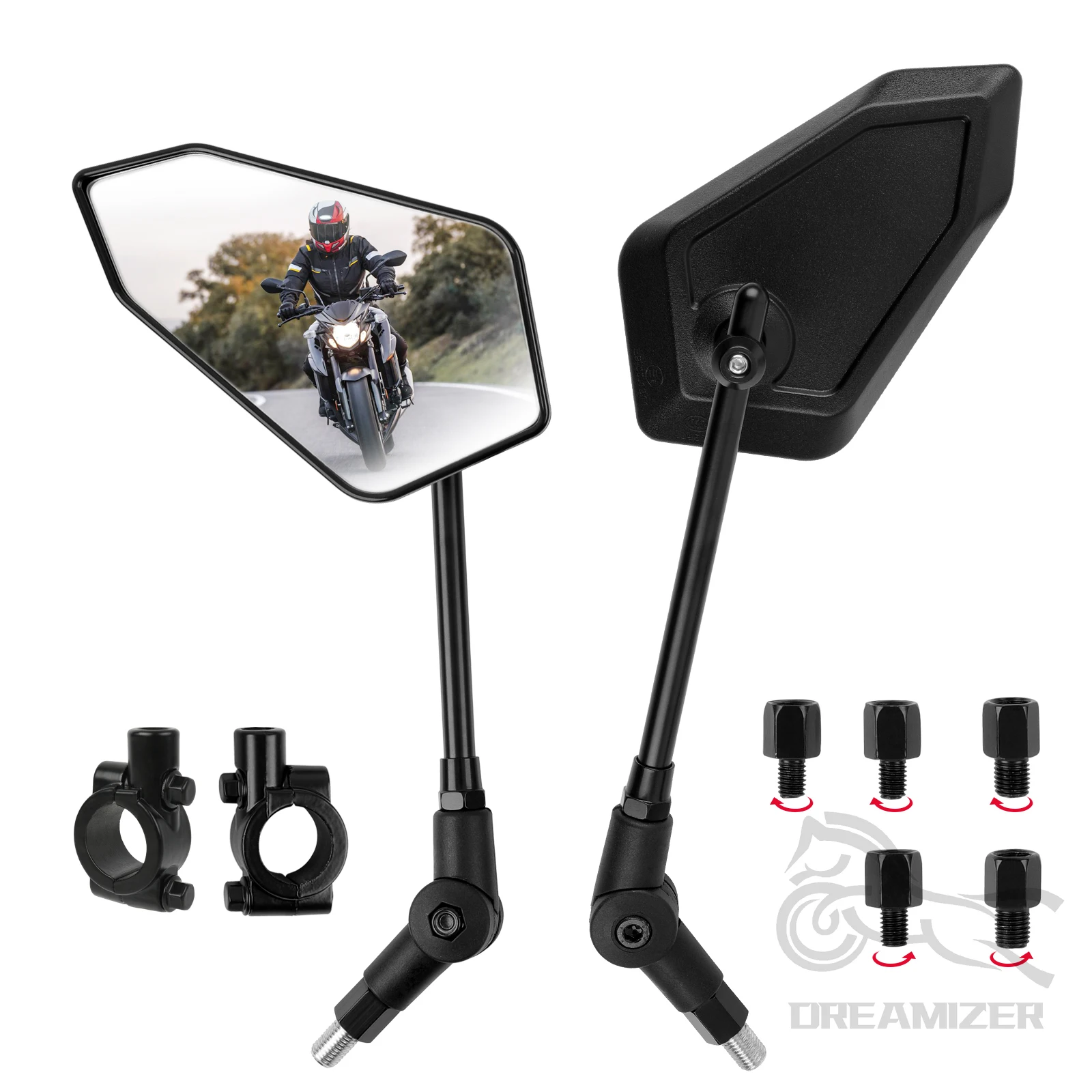 Durable Motorcycle Rear Mirrors 360° Rotatable for Spiegel Paar Honda Yamaha Kawasaki Maverick Booster M10 M8 Enduro Suzuki