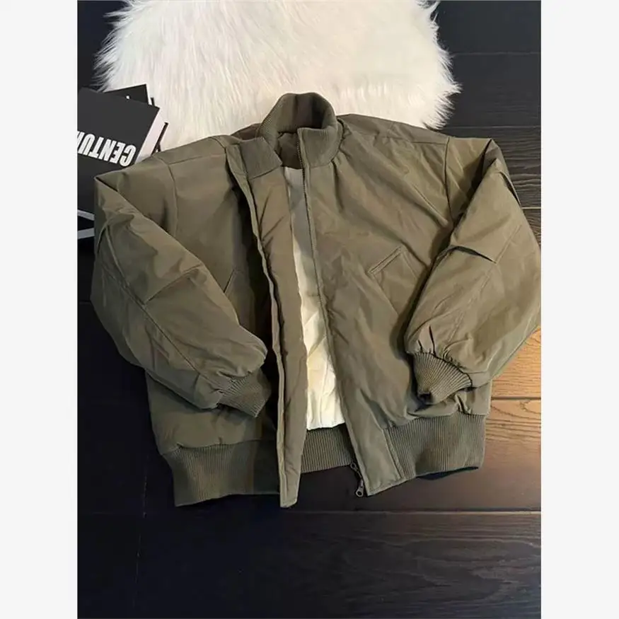 معطف رجالي شتوي من American Sle Bomber Jaet بياقة واقفة دافئة من القطن معطف بيسبول ort Ape ملابس خارجية