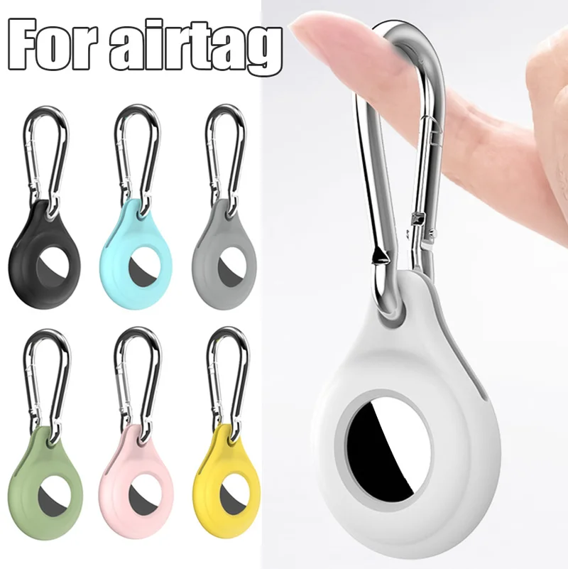 Anti-Lost Keychain Silicone Case for Apple Airtag Dog Tracking Locator Device Portable Protective Cover with Key Buckle