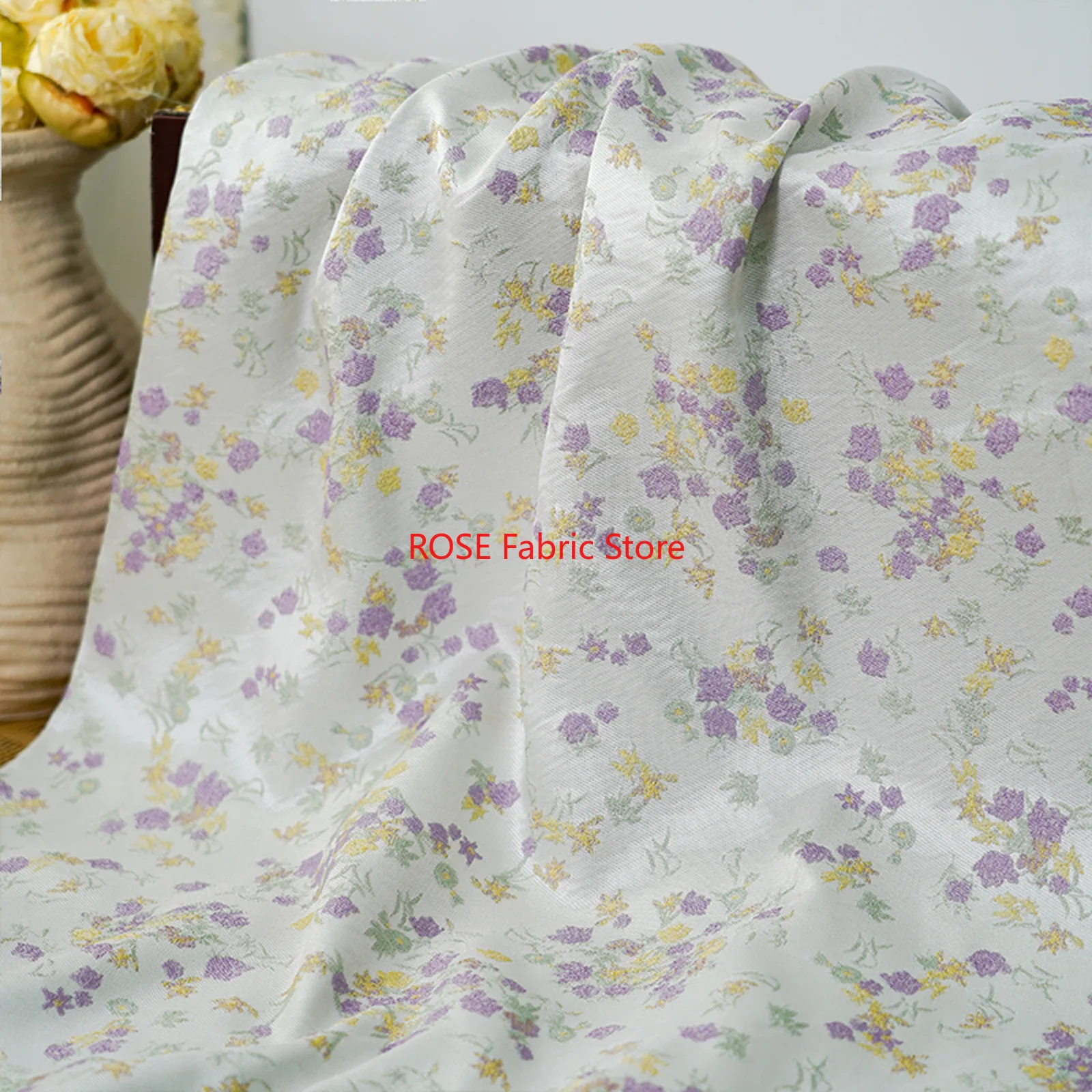 1 Meter Pastoral Style Little Floral Jacquard Fabric Spring Summer Dress Vest Tote Bag Decorative Sewing Fabric