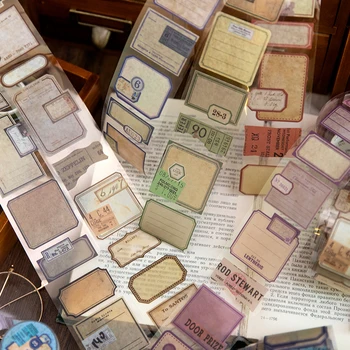 Yoofun 5 × 200 センチメートルレトロマークデイリー PET テープラベルヴィンテージステッカージャーナルスクラップブッキング diy 装飾マスキングテープステッカー