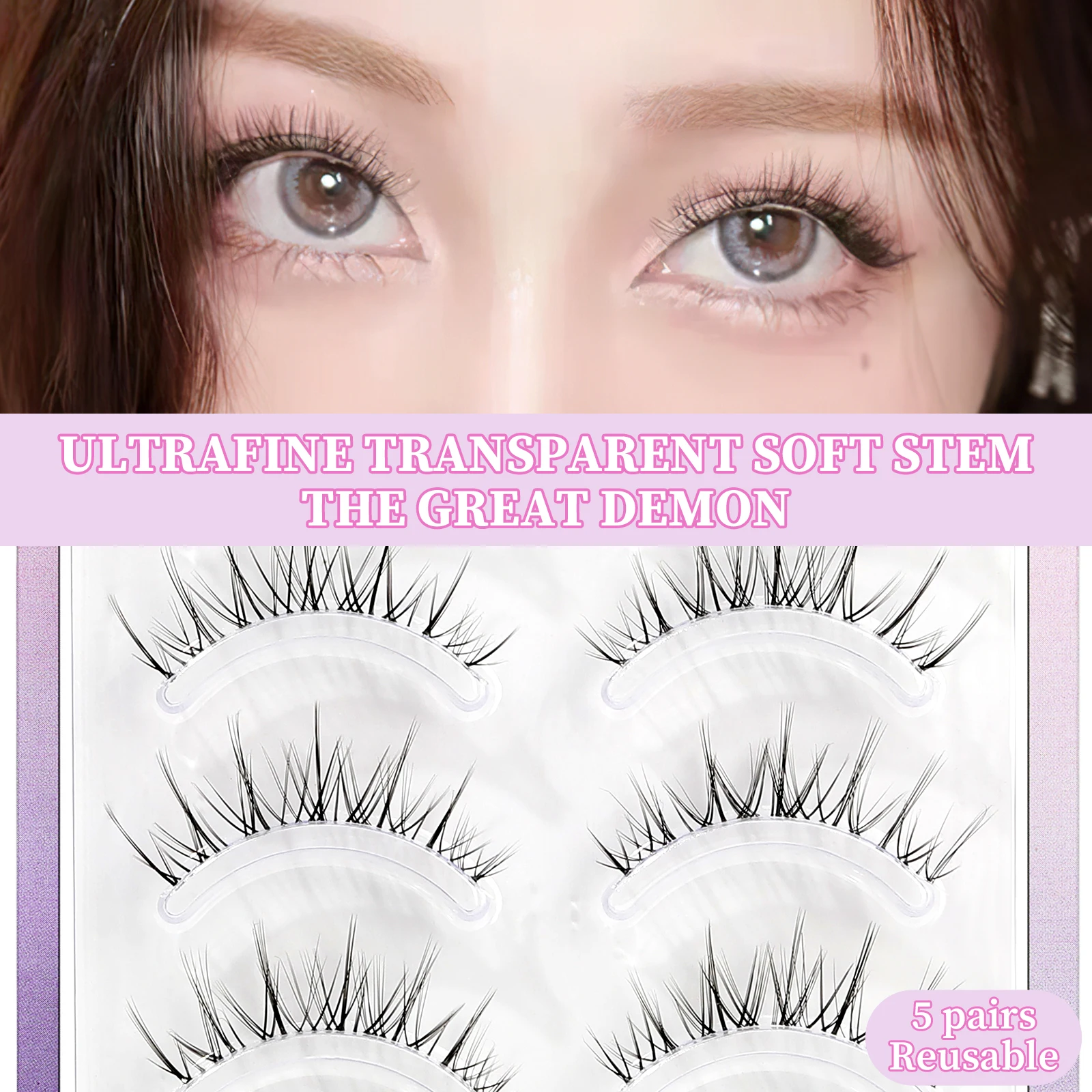 Cílios macios para mulheres, cílios fofos de várias camadas, volume natural, cílios longos e grossos, maquiagem dos olhos, maquiagem nua, 5 pares