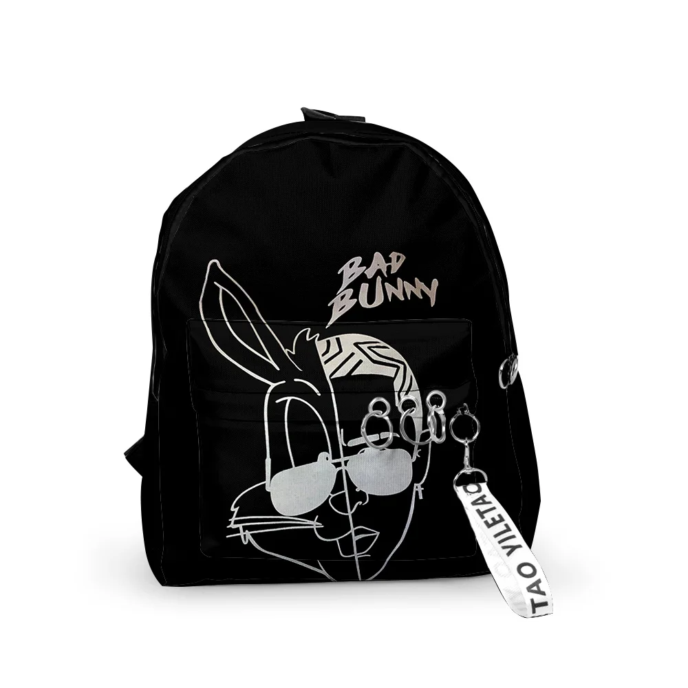 Harajuku Popular Bad Bunny Backpacks Boys/Girls pupil School Bags 3D Printed Keychains Oxford Waterproof Cute Small Backpacks