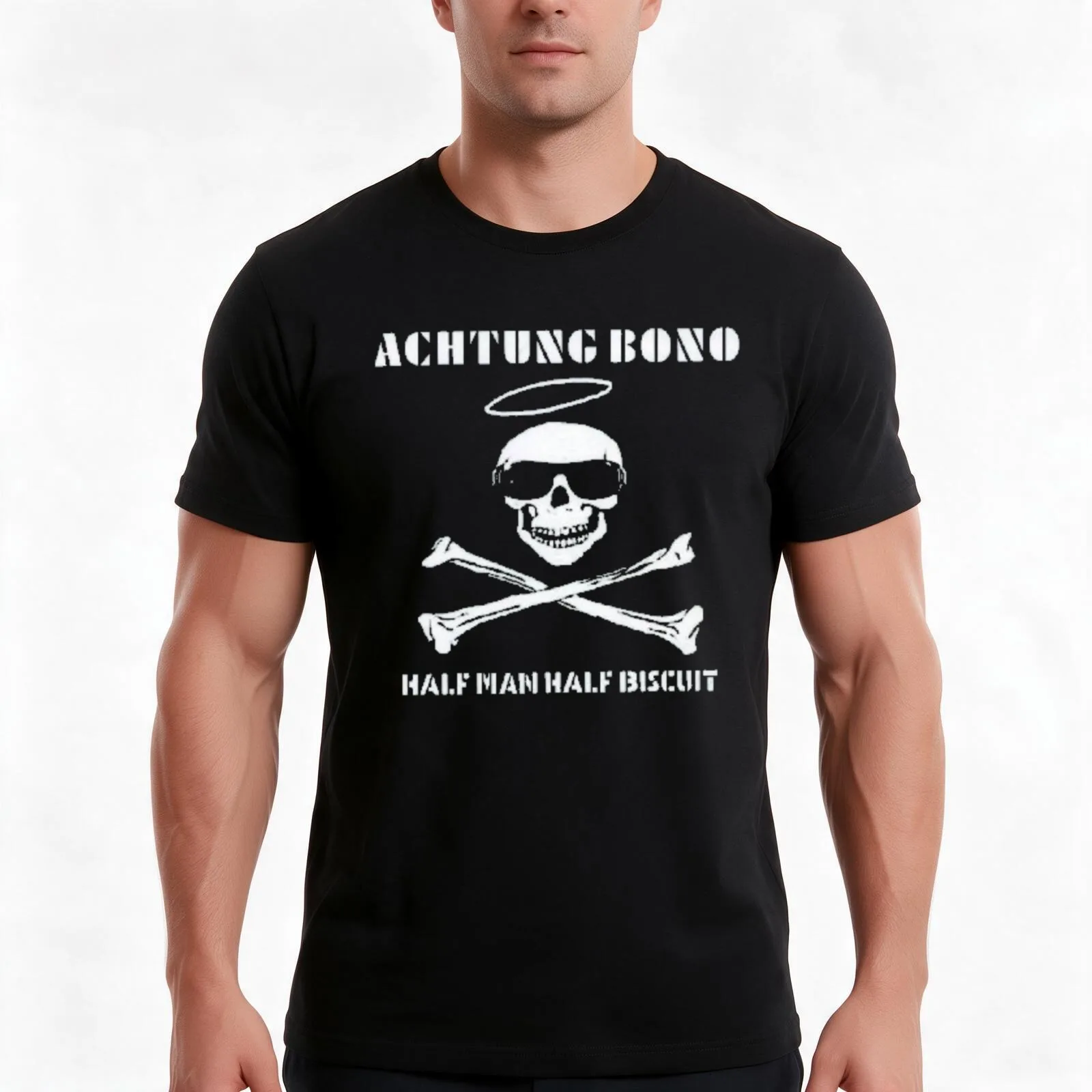 half man half biscuitt T-Shirt, Summer Casual Cotton Tee, Oversized Streetwear Tops, Vintage Graphic Print, Unisex Men Women