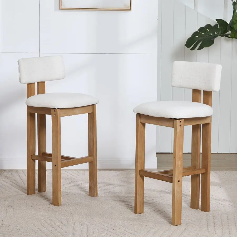 

Современные барные стулья середины века, набор из 2 шт., удобные барные стулья для фермерского дома, деревянные барные стулья с обивкой и ножкой