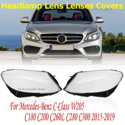 L / R Car Headlamp Cover Transparent Lampshade Headlight Lens Shell For Mercedes Benz W205 C180 C200 C260L C280 C300 2015-2018