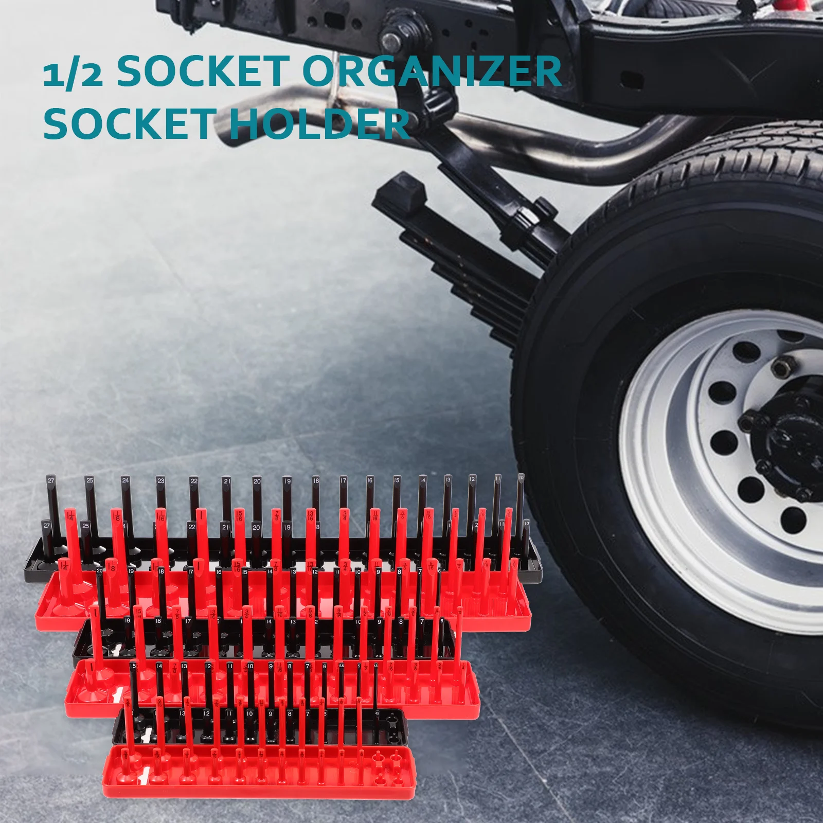 6pcs Organizer Tray Set 1/4-Inch 3/8-Inch 1/2-Inch Tool Storage Holder Durable Socket Rack For Organized Workshop Workspace