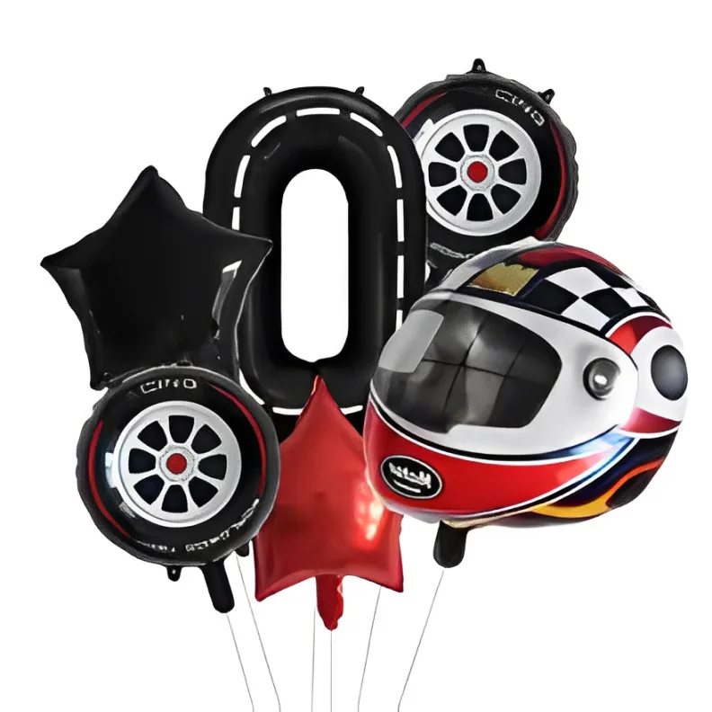 6PCS Motor Helm Ballon Rad Reifen Racing Luftballons Geburtstag Dekor Jungen Rennen Auto Dirt Bike Motocross Hot Rad Party liefert – Detail 12
