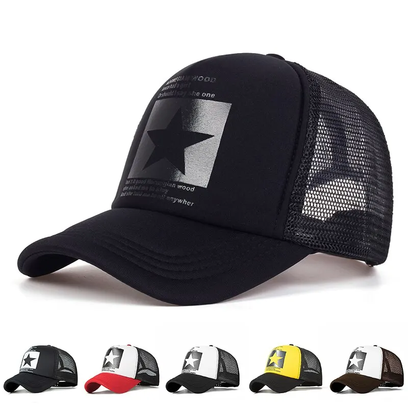 Unisex Pentagram Letter Printing Baseball Net Caps Spring and Summer Outdoor Adjustable Casual Hats Sunscreen Hat