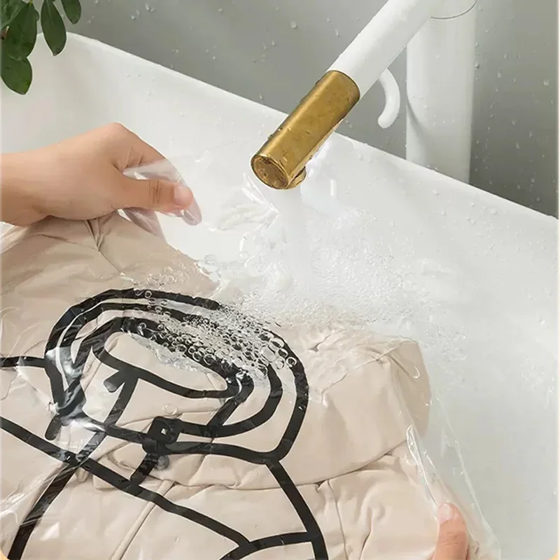 Vacuum Hanging Storage Bags Space Saving Clothes Compression Covers Reusable Closet Bag For Down