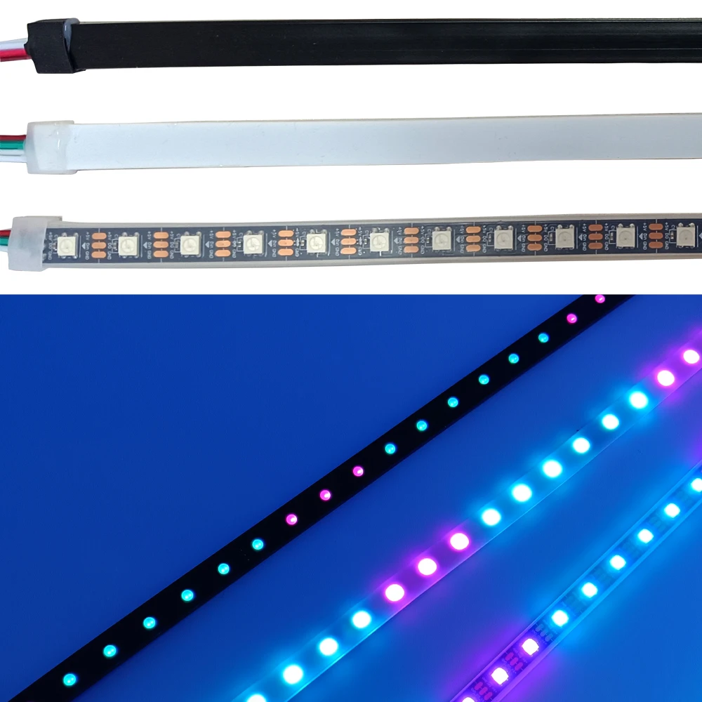 0.5m-5m WS2812B LED Strip RGBIC Individually Addressable With Black White Transparent Cover Tube IP67 Waterproof  3Pin 60LEDs/m