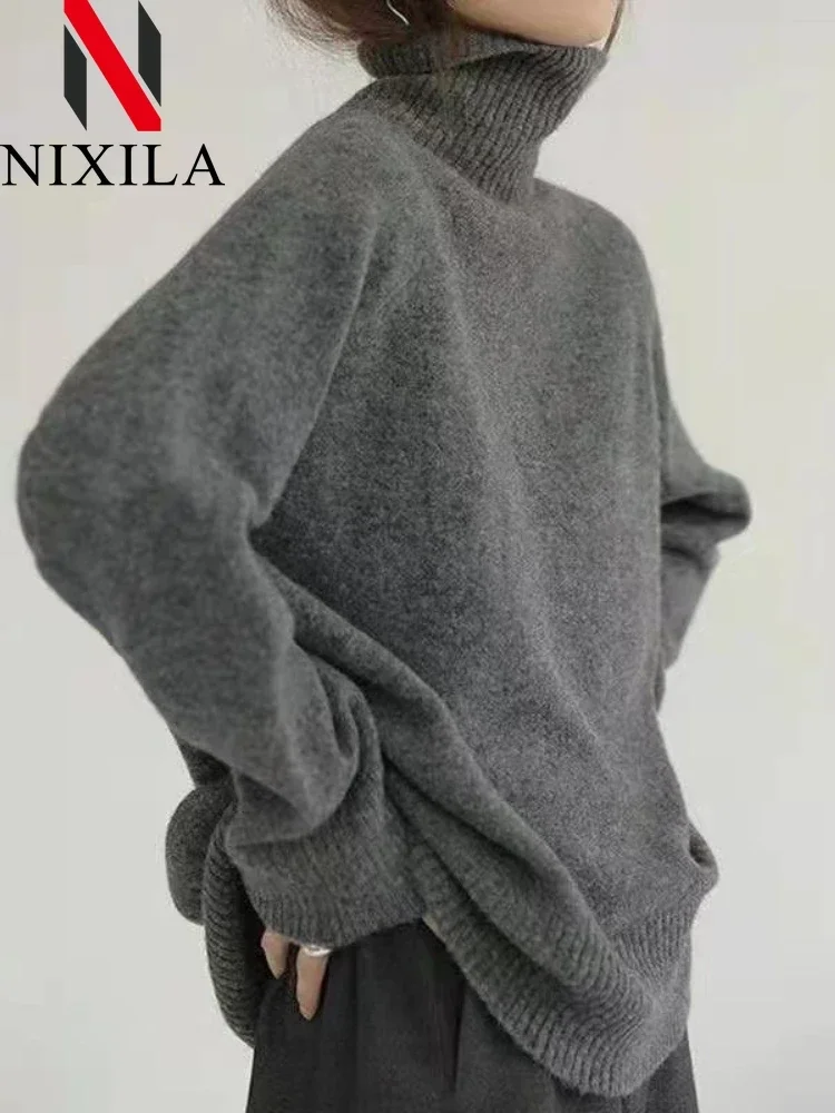 Neu im Herbst Winter Kint Damenpullover Rollkragen Langarm Tops Basic Casual Loose Jumper Outwear Pullover für Damen