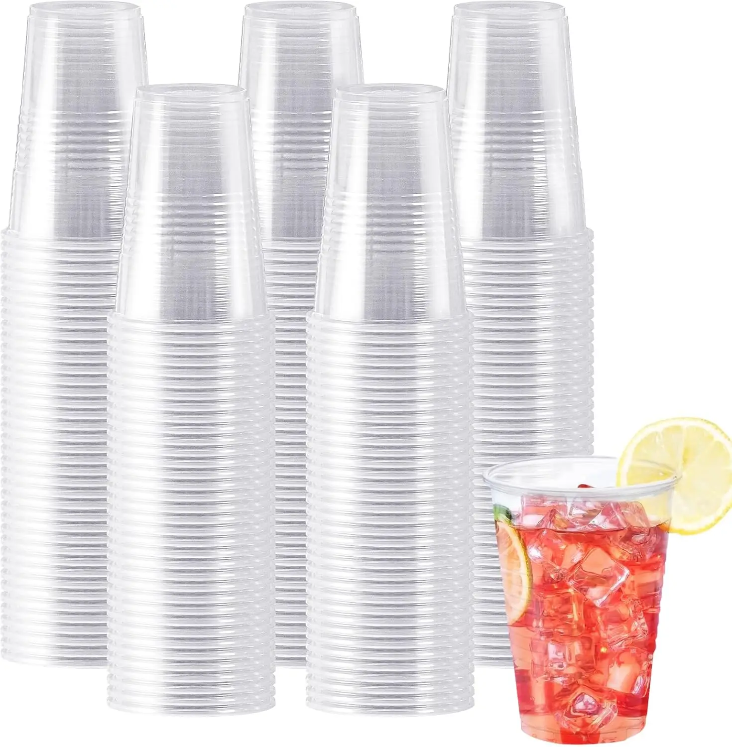 

600 Pack 9 oz Clear Disposable Plastic Cups, Hot/Cold Party Drinking Cups for Picnic, BBQ, Wedding, Travel
