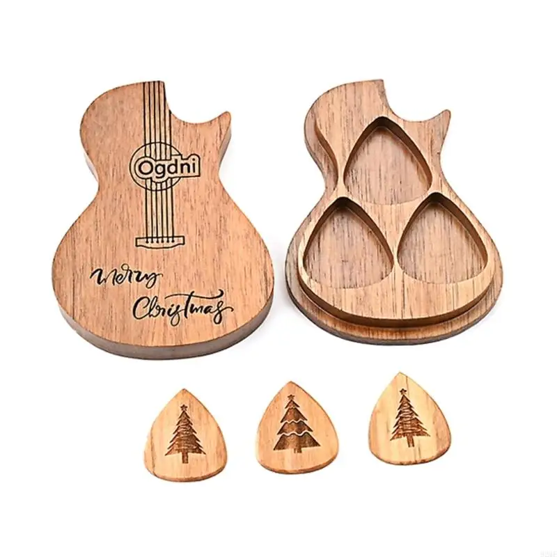 92ME Guitar Shaped Guitar Plectrums Case Guitar Picks Box Organiser and 3 Picks Kits