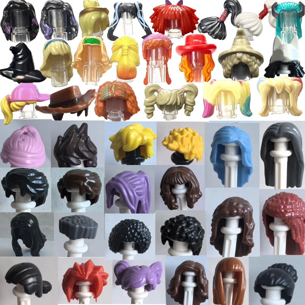 

City Building Blocks Body Character Clothing Accessories Helmet Hat Colorful Hair Hairstyle Mini Brick Compatible Toy Gift X040