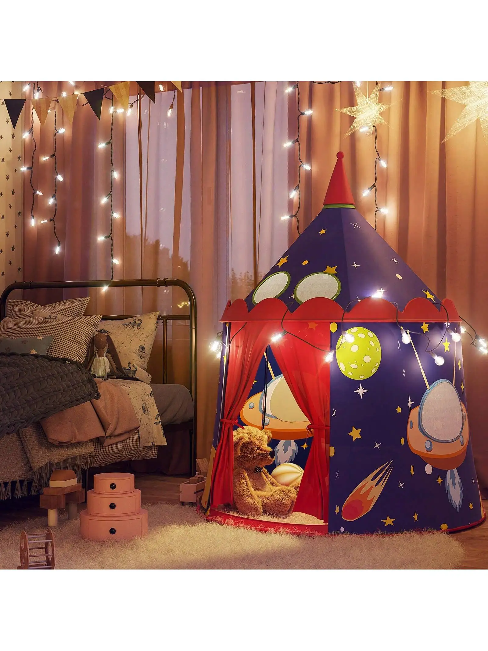 SONGMICS Prince Castle tenda da gioco per ragazzi. Casetta da gioco per interni/esterni, Teepee Pop-Up portatile con borsa per il trasporto.