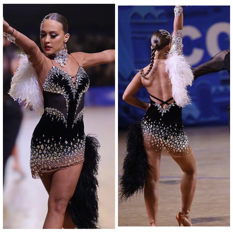 

Latin dance dress competition fringe Latin dancewear for girls Latin dance costume ChaCha dance dress GOODANPAR
