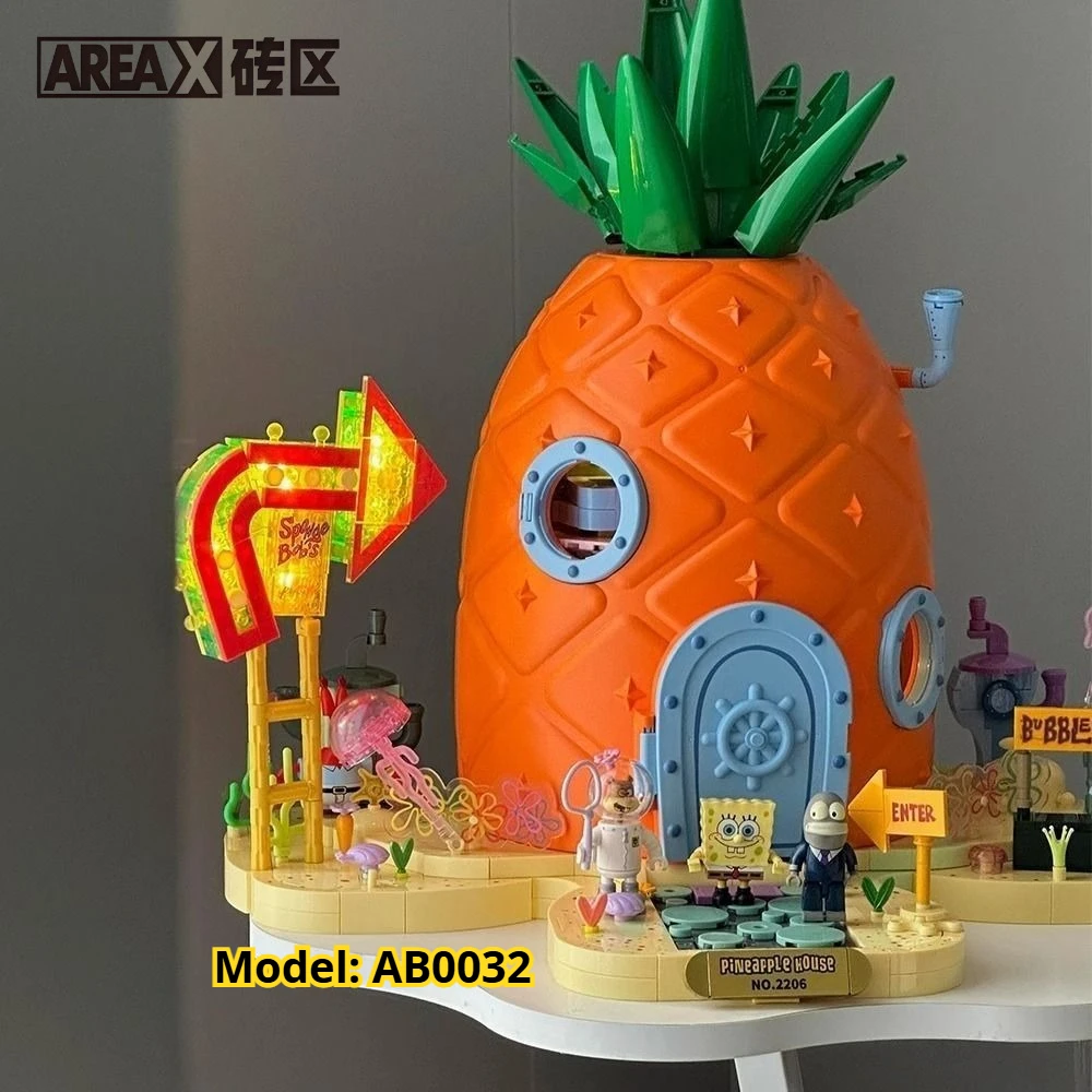 AREAX Flagship SpongeBob SquarePants Pineapple House Building Blocks AB0032 Genuine Pineapple House AB0064 Ornament Gift Toy