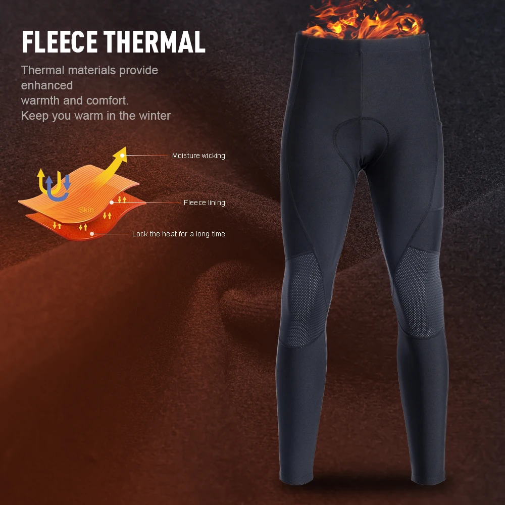 กางเกงปั่นจักรยานผู้ชาย Difos ผ้าฟลีซ สำหรับฤดูหนาว กางเกงปั่นจักรยานเสือภูเขา/เสือหมอบ แบบมีแผ่นรอง ระบายอากาศ ยืดหยุ่นสูง กางเกงเลกกิ้งกีฬาเก็บความร้อน