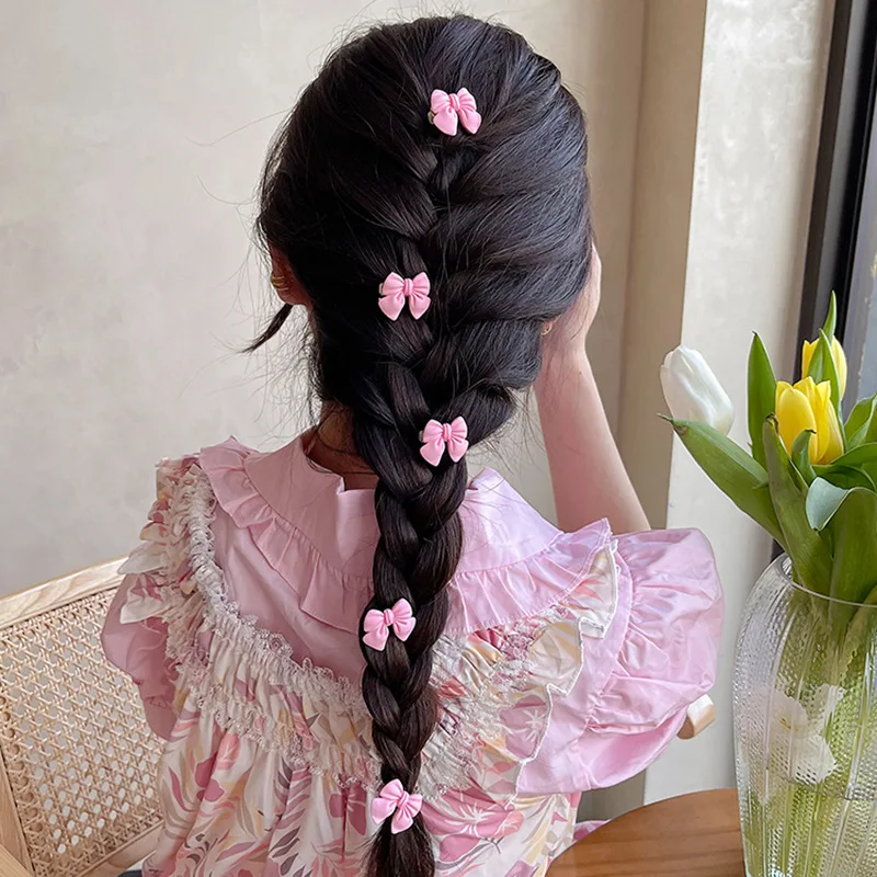 Mini Fashion Rose Bowknot Peach Hair Pin Beautiful Transparent Pink Cute Hairpin For Girl Kids Hairgrip Accessories Jewelry Gift