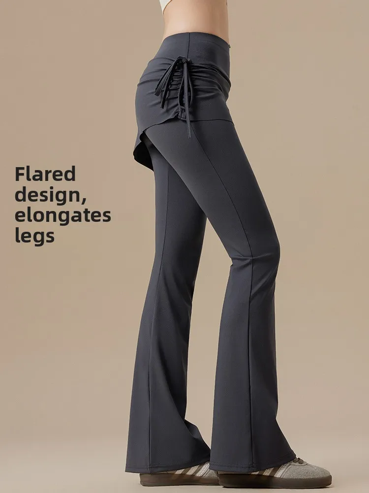 

Новые женские спортивные брюки-юбка больших размеров с высокой талией, расклешенные, для йоги, весна 2026, модные, высокоэластичные, влагоотводящие