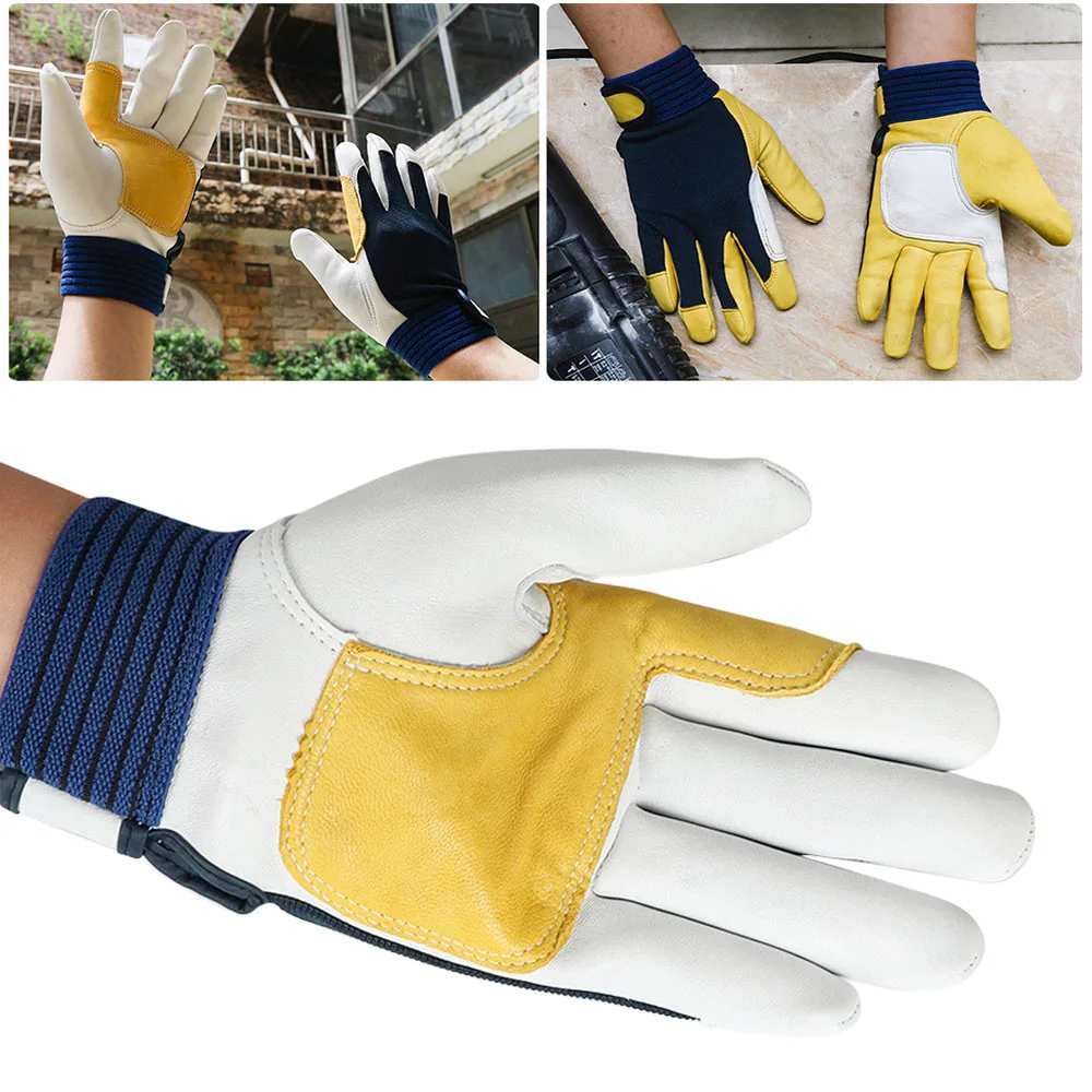 Upper Leather Mixed Color Protective Gloves Thicken Wear-resisting Work Gloves Security Protection Maintenance Man Driver