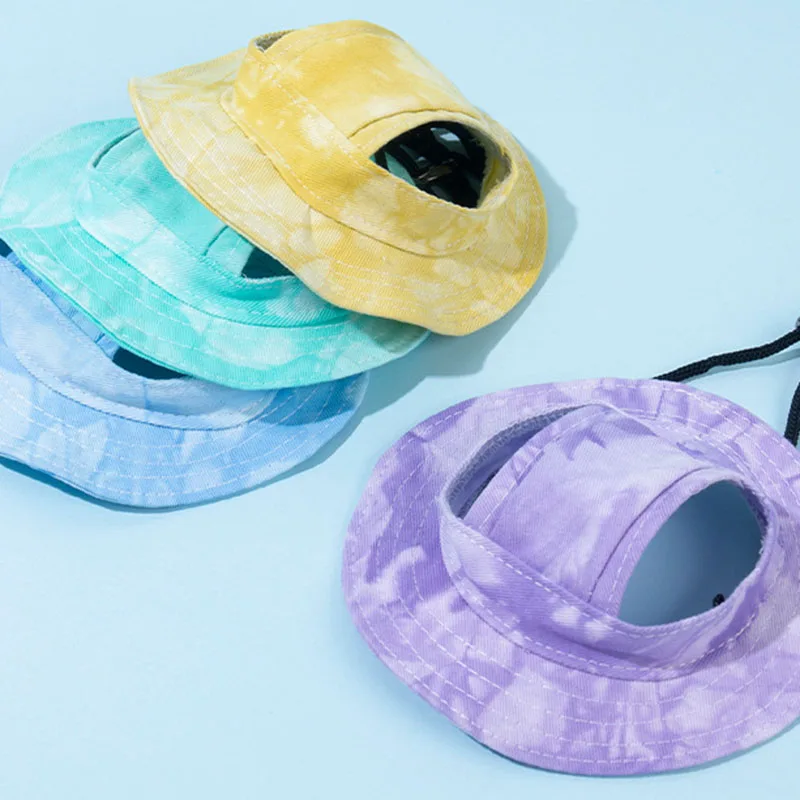 

HereYouGoPet Adjustable Sunbonnet Headdress for Small Medium-Sized Dogs Cats Modern Solid Pet Hat Ear Holes Summer Pet Supplies