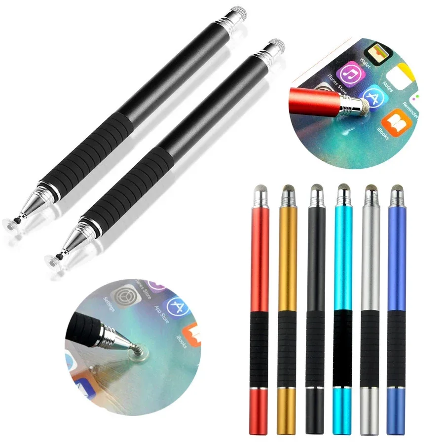 50pcs/Lot Universal 2 In 1 Fiber Stylus Pen Drawing Tablet Capacitive Screen Touch For Ipad Iphone Samsung Mobile Phone And More